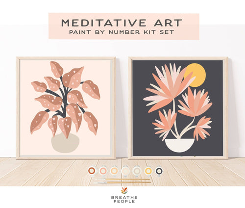 Mod Potted Plants Meditative Art Paint by Number Kit+ Easel - Hotsy Totsy Haus