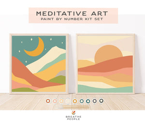 Sun + Moonlight Meditative Art Paint by Number Kit+ Easel - Hotsy Totsy Haus